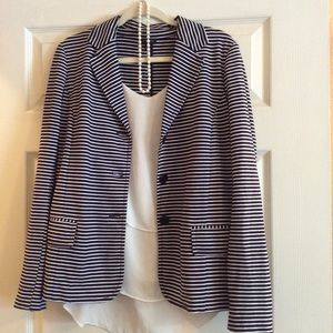 Navy & White Striped Talbots Blazer